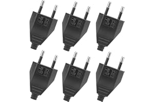Powice Wtyczka euro, 6 sztuk wtyczek Schuko, wtyczka 230 V, wtyczka Europy płaska, płaska wtyczka Schuko (250 V, 2,5 A), wtyczka zasilająca do Europy (czarna)