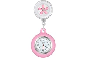 Silverora Krankenschwester Uhr Taschenuhren Blumen Schwesteruhr Krankenschwesteruhren Quarzuhr Dehnbare Ansteckuhr Digitales Zifferblatt, Silikon Hülle für Damen Herren Pfleger Arzt Rosa