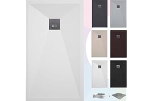 SOULBATH Plato de Ducha - Resina - Gel Coat - Textura Liso/Piedra - Antideslizante - Color Blanco - 160X70- Extraplano 3cm. Standard