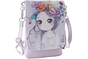 FAXIANTHER Teens Girls Cartoon Mini Shoulder Bag PU Leather Purse Cross Body Bag Key Money Cell Phone Holder Case Small Wallet Pouches Clutch Handbag