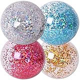 XXL Jumbo Glitter Luftballon Ball mit selbstverschließenden Ventil jederzeit mit dem mitgelieferten Mundstück die Luft entfernen und wieder aufblasen.