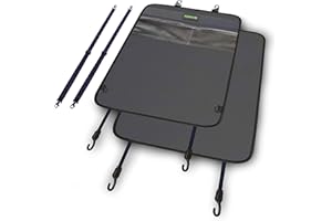 Miloll Kick Mats Pack of 2 - Car Seat Backrest Protector - Reversible Waterproof Anti-Dirty Resistant W/Adjustable Strap-Premium Faux Leather - Car Seat Protectors for Child Seats Gray