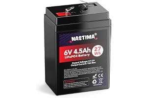 NASTIMA Uppladdningsbart batteri 6 V 4,5 Ah LiFePO4 med BMS-skydd | Djupcykel 2000 gånger, för övervakningskamera, leksaksbilar för barn, motorbåtar, camping, solpaneler