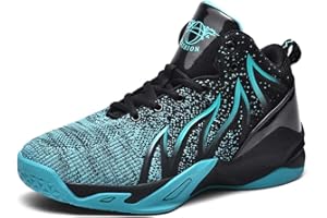 HYDLONGR Men's Breathable Knit Fabric Comfortable High-Top Trainers Shoes Shoes Basketball Shoes Casual Sneakers