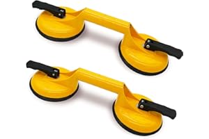 OJPZORYNIC Ventose per Piastrelle, 2 Pezzi Ventosa per Vetro Ventose in Alluminio Premium Pesante Dovere Ventose Sollevatore per Piastrelle,Vetro, Pavimento, Tavolo(Giallo)