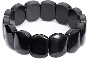Igox SCHUNGIT - Pulsera con cuentas de cristal de piedra Shungite, 20 centimeters, Piedra