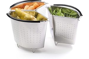 TAYLORS EYE WITNESS Paniers Vapeur Empilables avec Pattes en Acier Inoxydable - Insert pour Autocuiseur et Séparateur - Panier de Cuisson aux Pièces Amovibles pour la Cuisson Séparée - Pour Légumes et Pâtes