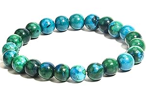 COTTNY Diabetes Relief Chrysokoll Armband, Handmade Stretch Armbänder Kristall 8/10/12mm natürliche Perlen Energie Perlen Armbänder für Diabetes Relief für Frauen Männer