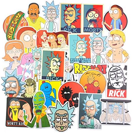 50 Pcs Rick and Morty Stickers Decals Vinyls for Laptop,Kids,Cars,Motorcycle,Bicycle,Skateboard Luggage,Bumper Stickers Hippie Decals bomb Waterproof