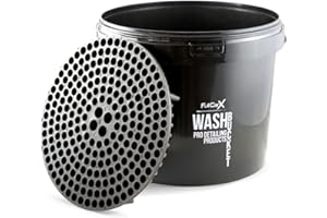 AutoFullCar - Cubo de Lavado de Coches Detailing 12L con Rejilla y Tapa Negro para Separación de la Suciedad - Ideal para Lavado de Coche a Mano