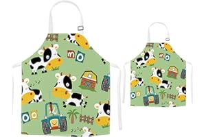 TRYTUTRY Parent Child Grembiuli con Tasca - Carino Abbinamento Grembiuli per Bambini e Adulti, Regolabile Neck Fibbia Parent Kid Grembiuli per Artisti Chef Cottura