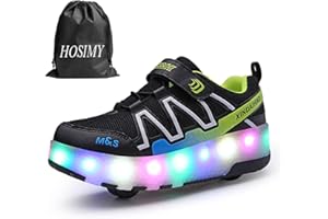 HOSIMY Kids Trainers Roller Skates Shoes with Wheels for Girls Boys LED Strips Light Up Rollerskates Inline Skates Cross Trainer Fashion Wheel Skateboard Hover Shoes