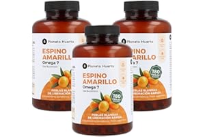 PLANETA HUERTO PLANETA POTAGER Pack 3x Omega 7 Argousier Jaune 180 Perles - Hydratation et Régénération Cellulaire, Santé de la Peau