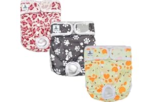 UFO PET Dog Nappies Female Large 3 Pack, Dog Period Heat Pants in Season, Super Absorbent & Adjustable Sanitary Reusable Doggy Puppy Diapers