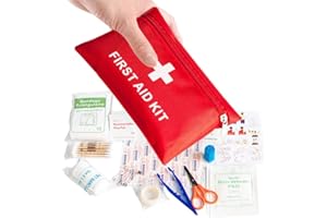 KAIAIWLUO Mini First Aid Kit,108 PCS Small First Aid Kit Medical First Aid Kit Travel Size Includes Bandage Tablets Cotton Swabs First Aid Guid for Travel Home Cycling Hiking Camping Survival