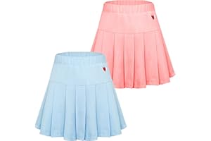 SEAUR Children's Girls' Pleated Skirt School Girl Skater Skirt with Trousers Plain Sports Skirt Tennis Basic Pleated Skirts Cute Cotton - 100-155 cm