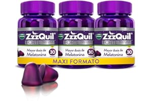 ZzzQuil Natura Forte Complemento Alimenticio para Dormir, Mayor Dosis de Melatonina*, en Gummies con Extractos de Valeriana, Camomila y Lavanda, 90 Gummies (3 x 30)