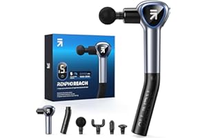 Massagepistole mit Verlängerungs Griff, RENPHO Reach Mini Massage Gun Massagegerät, Muskel Massagepistole mit Berührbarem LED