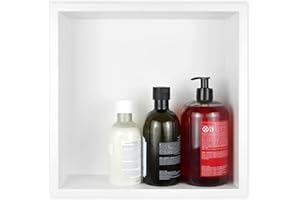 Bernkot Stainless Steel Shower Niche White 12" X 12" No Tile Needed Recessed Shower Shelf Wall Niche for Bathroom Storage Over Mount Installation