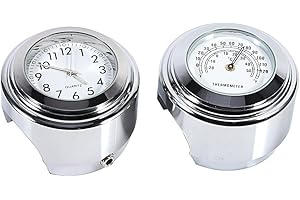 ‎QIILU Qiilu Motorrad Uhr, Lenkerhalterung Uhr, 7/8" 1" Motorrad Lenkerhalterung Uhr Zifferblatt Uhr 0026 Thermometer Temp Weiß