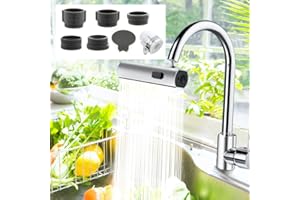 FENGQ Nuovo Rubinetto da Cucina a Cascata, Rubinetto da Cucina a Cascata Girevole a 360 Gradi, Ugello Spruzzatore per Lavello da Cucina 3 Modalità, Risparmio Idrico Multifunzionale
