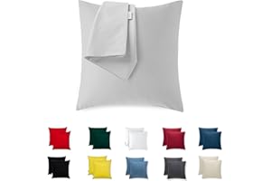 ‎FLOWEN Kissenbezug 35x35 Baumwolle Premium Satin 2er Set Kissenhülle Deko für Kissen Sofa/Bett Stoff Superweicher Resistent Hypoallergen Anti-Milben Kopfkissenbezug mit Verdecktem Zip Voll Waschbar