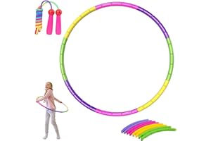 ZCOINS Hula Hoop Springseil Set für Kinder Ab 4 Jahren, Zusammengebauter Reifen Mit 8 Teilen, 70cm Durchmesser, Einstellbares Gewicht, für Outdoor-Fitness, Gymnastik