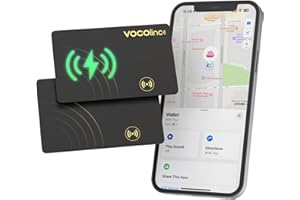 VOCOlinc Rechargeable Wallet Tracker Card Ultra Slim 1.6mm, Smart Air Tag Compatible with Apple Find My App (iOS only), Bluetooth Item Finder Locator for Luggage, Purse, Passport, Bags, 2 Packs