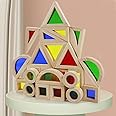 Eummy 24 Pcs Baby Blocks Wooden Colorful Sensory Blocks Set Imagination Development Construction Building Toy Parent-Children Interactive Colorful Stacker Blocks for Baby Toddlers Kids Boy Girl
