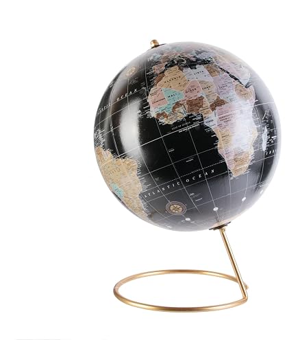 Globe Terrestre Décoratif Noir 21,5x29cm - Design Original Pour Bureau Ou Salon