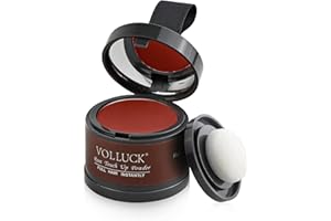 VOLLUCK Retoca Raices, Natural de Larga Duración Polvos Pelo Hombre Mujer Disimular Calvicie, Impermeable Cubre Canas Fibras Capilares 4g (Rojo)