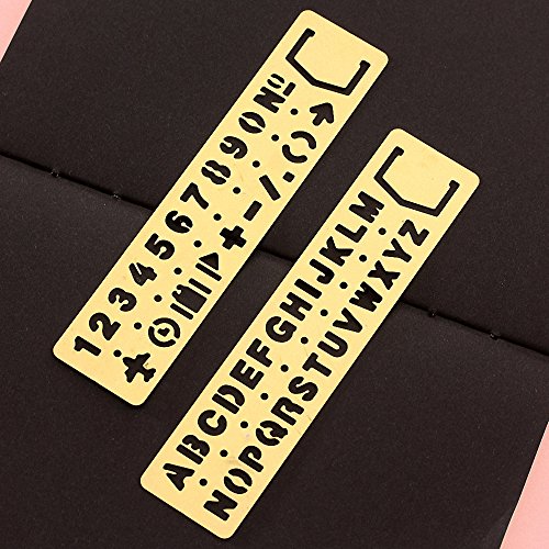 amupper Messing Nr. Buchstabe Schablonen – Metall Vorlagen mit viel Symbole – Set von 2 - 7