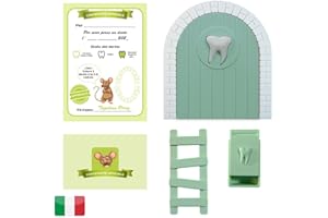 MFS MYFUTURSHOP Myfuturshop® Porta per Bambini Topolino Denti da Latte - Regalo Originale per Ragazzo e Ragazza - Scatola, Scala, 4 Certificati di Denti Puliti - Versione Italiana - Verde