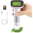 Koolertron Handheld Digital Microscope, 50x-1000x Zoom, 2" LCD, 8 LED Lights, White, Metal, USB Rechargeable