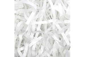 IRTAZAZ DEALS (200 Grams) Hamper Stuffing Filler Shredded Tissue Paper Ideal For Gift Boxes Easter Baskets Packaging Filler Decorative Shreds Raffia Paper Party Supplies Accessories Egg Basket. (Pearl white)