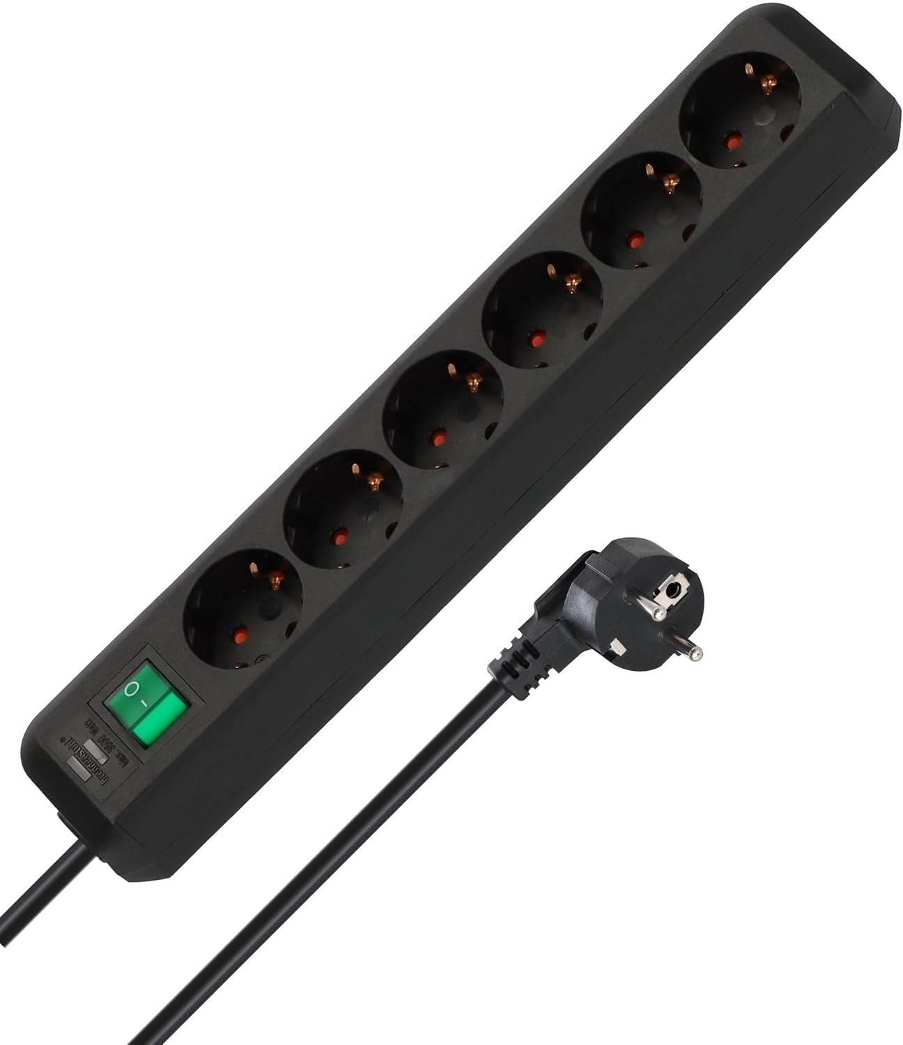 Brennenstuhl Eco-Line regleta de enchufes con 6 Tomas de Corriente (Cable de 1,5m, Interruptor) Negro
