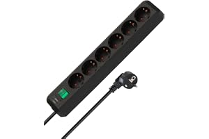 Brennenstuhl Eco-Line 2-pack, grenuttag med 6 uttag (fleruttag med skyddsjordade uttag, ökat beröringsskydd, strömbrytare och
