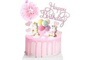 AODIGEGE Einhorn Tortendeko Geburtstag Macaron Kuchen Deko Torte Topper Einhorn, Regenbogen, Geburtstagsbanner für Kinder Mädchen Junge