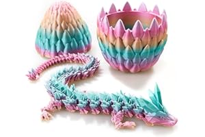 FPAEHRY 3D Printed Dragon In Egg,Articulated Dragon Crystal Dragon Egg,Crystal Dragon With Dragon Egg, Beautiful Flexible Crystal Dragon Figurine Decor,Home Office Decor Desk Toys- Rainbow