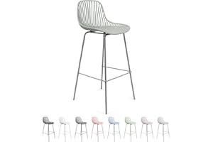 THE SECRET HOME - Taburete de Polipropileno y Metal - Alto. 103 cm x Largo. 48 cm x Ancho. 42 cm - Color Verde Oliva - Asiento Extra para el Hogar - Ideal para Cocina (Modelo 1)