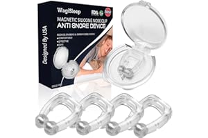 WAGISLEEP Pince à Nez Anti Ronflement 4PCS, Snore Stopper Clip Magnétique Silicone, Nez Dilatateur Nasal Dispositif, Appareil pour l'Apnée du Sommeil pour Appareil Apnée du Sommeil Améliore Respiratio