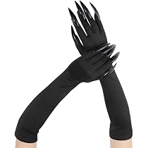 Gants Longs Noirs Halloween Avec Ongles Griffes | Accessoire Déguisement Vampire Loup Gorille