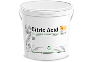 Grow Chem Citric Acid (5Kg Bucket) Food Grade, Best for Bath Bombs, Food Flavouring and Preserving, Cleaning & Descaling, 100% Pure, For Organic Production, GMO Free