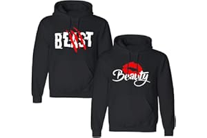 Tom's Couples Shop Partner Pullover 1 Stück Beast Beauty King Queen Pullover Valentinstag Couple Geschenke Pärchen Hoodie Partnerlook Pulli für Paar