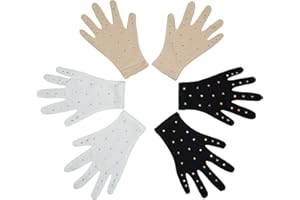 SKATING SPIRIT Thermal Figure Skating Competition Gloves (1 Pair) Sparkle Rhinestone Decoration, for Performance Test Show Dance