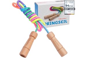 KLEINTOBER | CORDE À SAUTER | EN COTON I 220 cm, réglable | Avec instructions pour exercice | Idéal comme cadeau