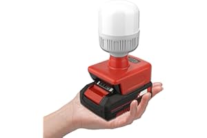 JJXNDO LED Work Light for Einhell 18 V Power X-Change Batteries with E27 Bulb, 12 W 1500 lm Portable Floodlight, 6500 K Wireless Torch for Construction Sites and Outdoor Use (No Battery)