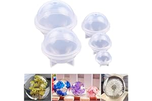 FIYSON 5Pcs/Set Sphere Silicone Resin Moulds, 3D Ball Shape Jewelry Casting Molud for Polymer Clay,DIY Crafts,Epoxy Resin,Jewelry Making,Homemade Soap Candle,Ice Ball Tools,Home Ornament,5 Sizes