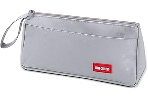 hoinya Pencil Case, Pencil Case for Girls and Boys Large Capacity Pencil Pen Pouch Bag with Compartments, Big Supplies Organizer for Women, Aesthetic Pencil Bag for Kids and Students, Grey