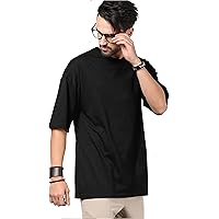 FOOTROO | Mens Drop Shoulder Solid Round Neck Tshirt